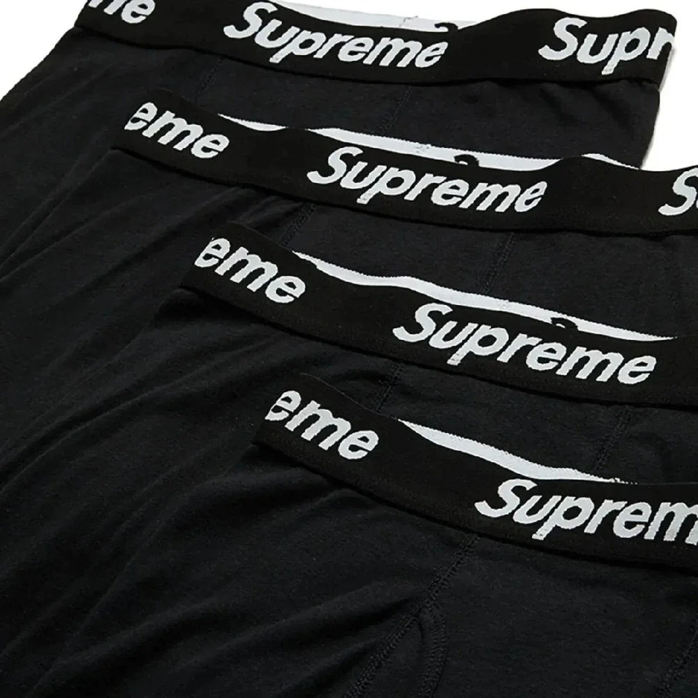 Supreme Hanes Boxer Briefs Black New Authentic Underwear Logo Waistband NEW XL - Picture 2 of 4